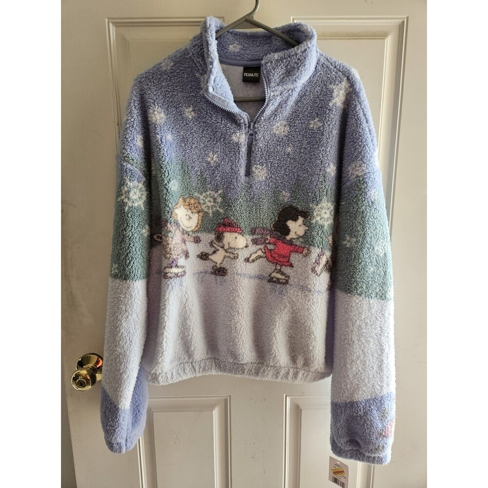 Peanuts Snoopy Sherpa Fleece Winter Holiday Pullover Jacket Women’s Medium